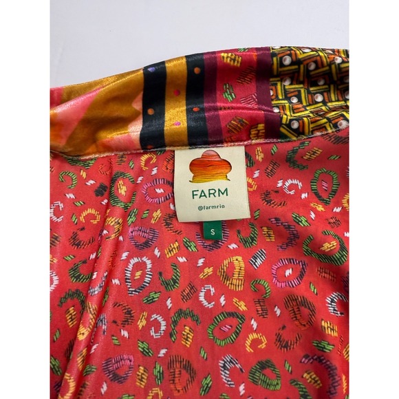 FARM Rio "Mixed Scarves" Velour Bomber Jacket Women's S Tropical Patchwork - Picture 10 of 16